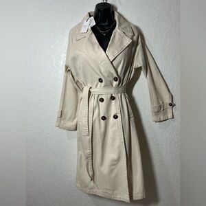 Forever 21 Cream Double-Breasted Trench Coat